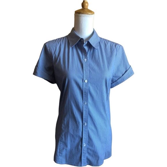 NWOT Blue Liz Claiborne Shirt Button down Short Sleeve LikeSize L - Picture 1 of 3